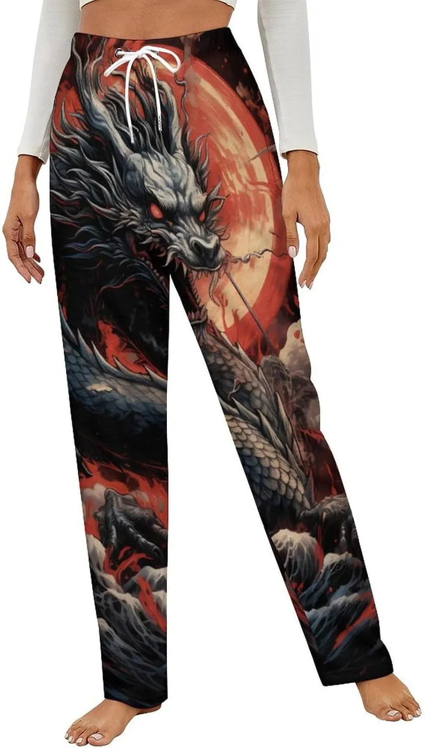 Dragon Women's Flannel Pajama Pants Fleece Lounge Sleep Bottoms PJ