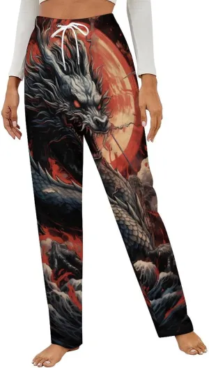 Dragon Women's Flannel Pajama Pants Fleece Lounge Sleep Bottoms PJ