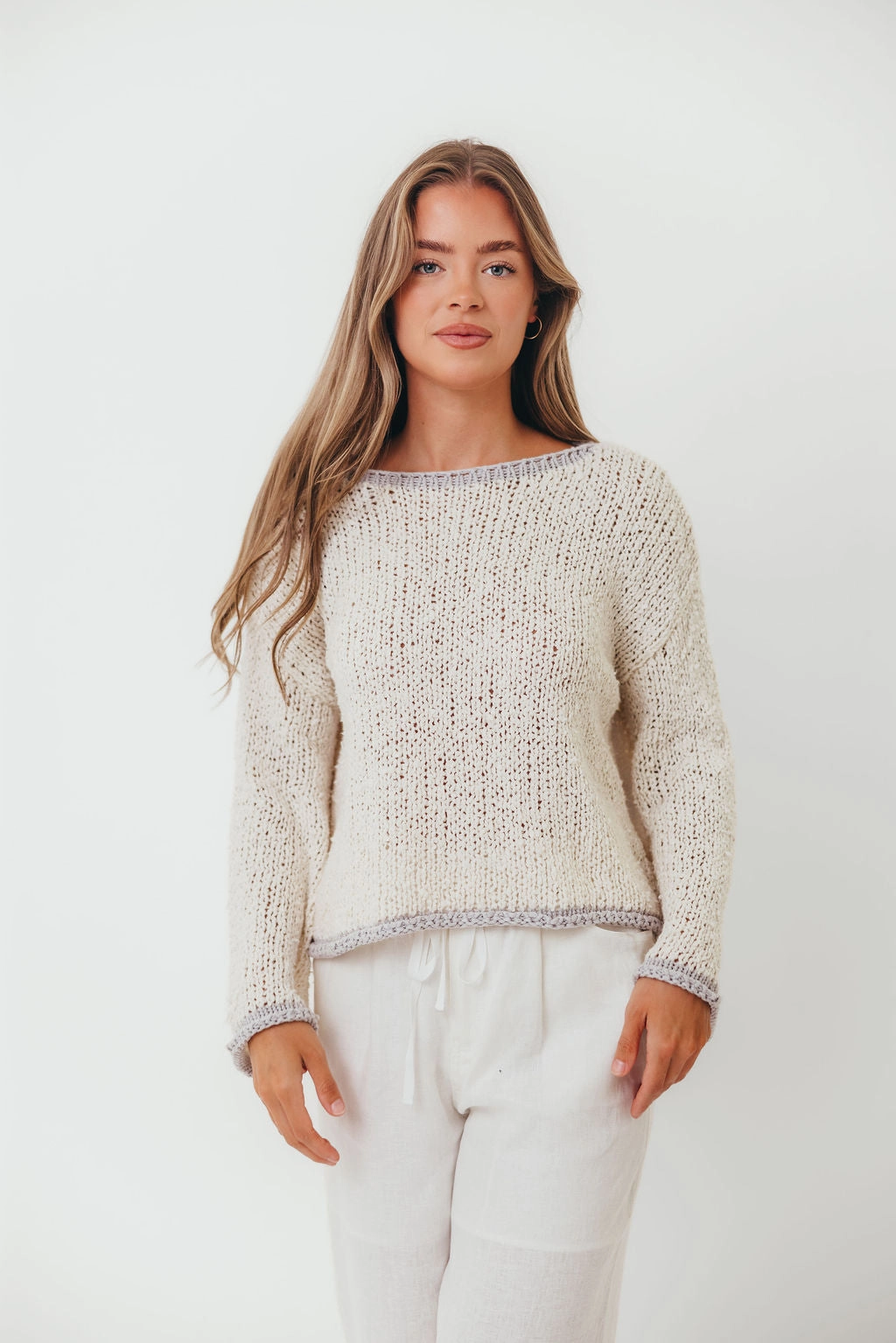 Dreamscape Sweater in Ivory Grey Microfiber texture
