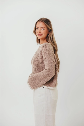 Dreamscape Sweater in Mocha Ivory Eco Friendly Fabric