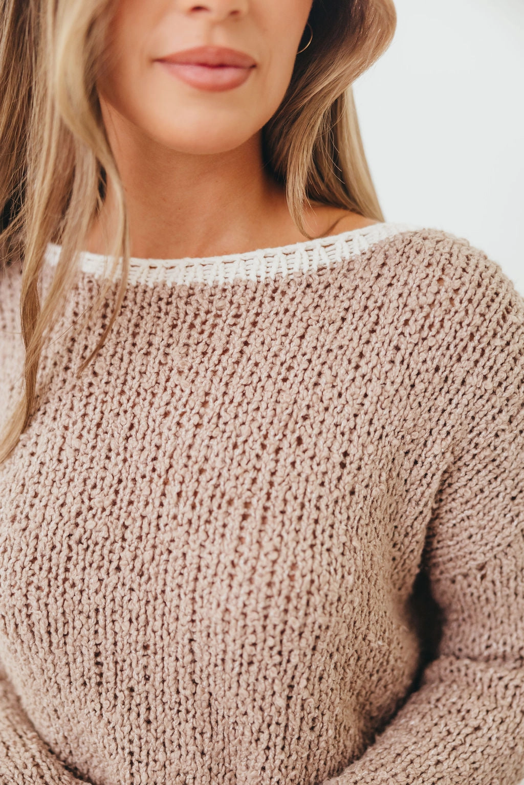 Dreamscape Sweater in Mocha Ivory Butter Soft Handfeel