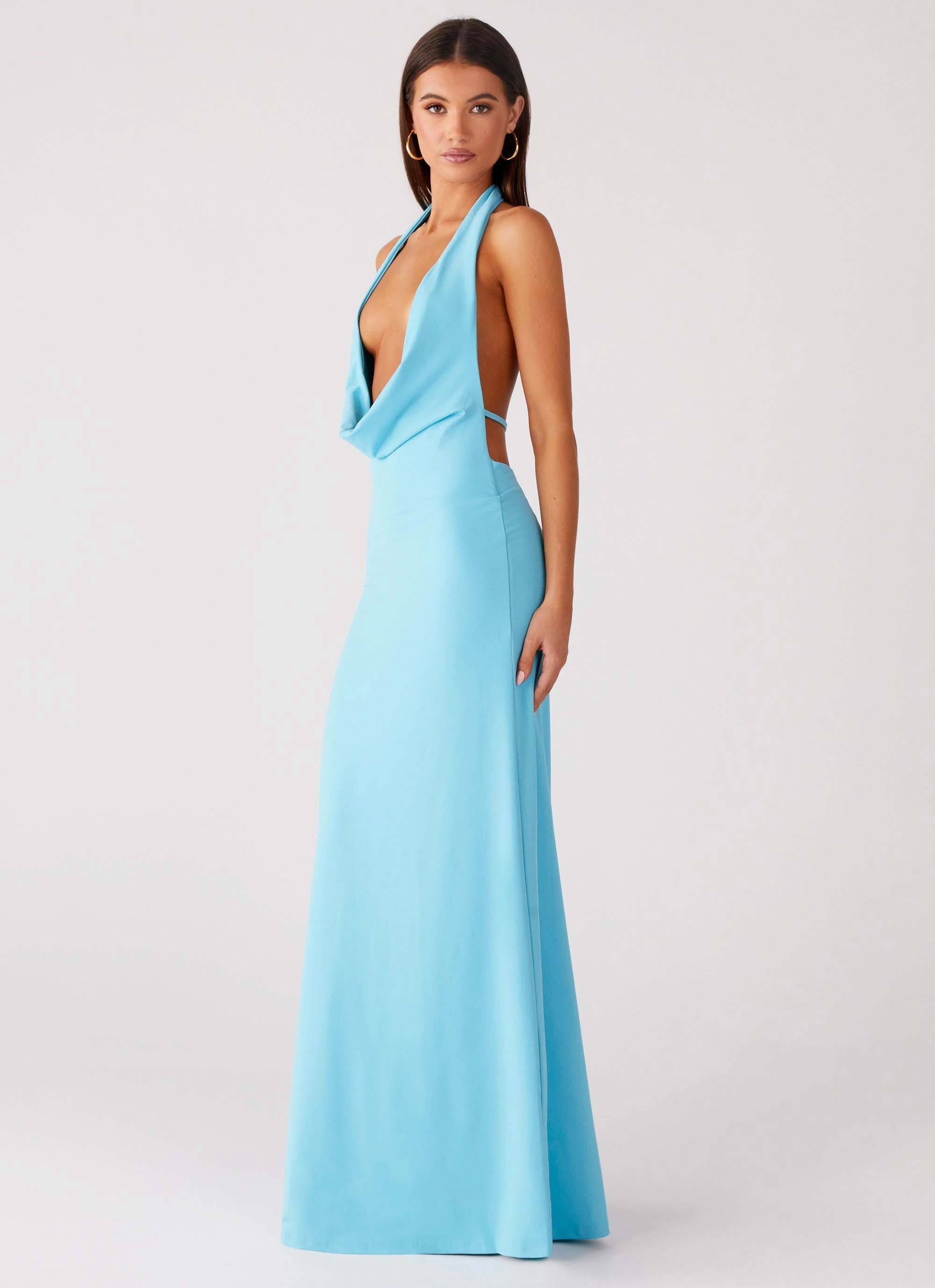 Smart Comfort Driftwood Cowl Maxi Dress - Turquoise