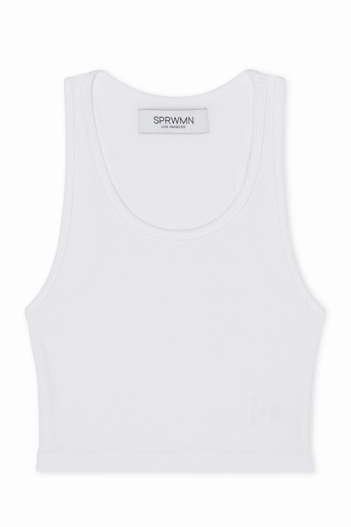 Breathable Tank ReinforcedEdges White Rib Cropped Tank