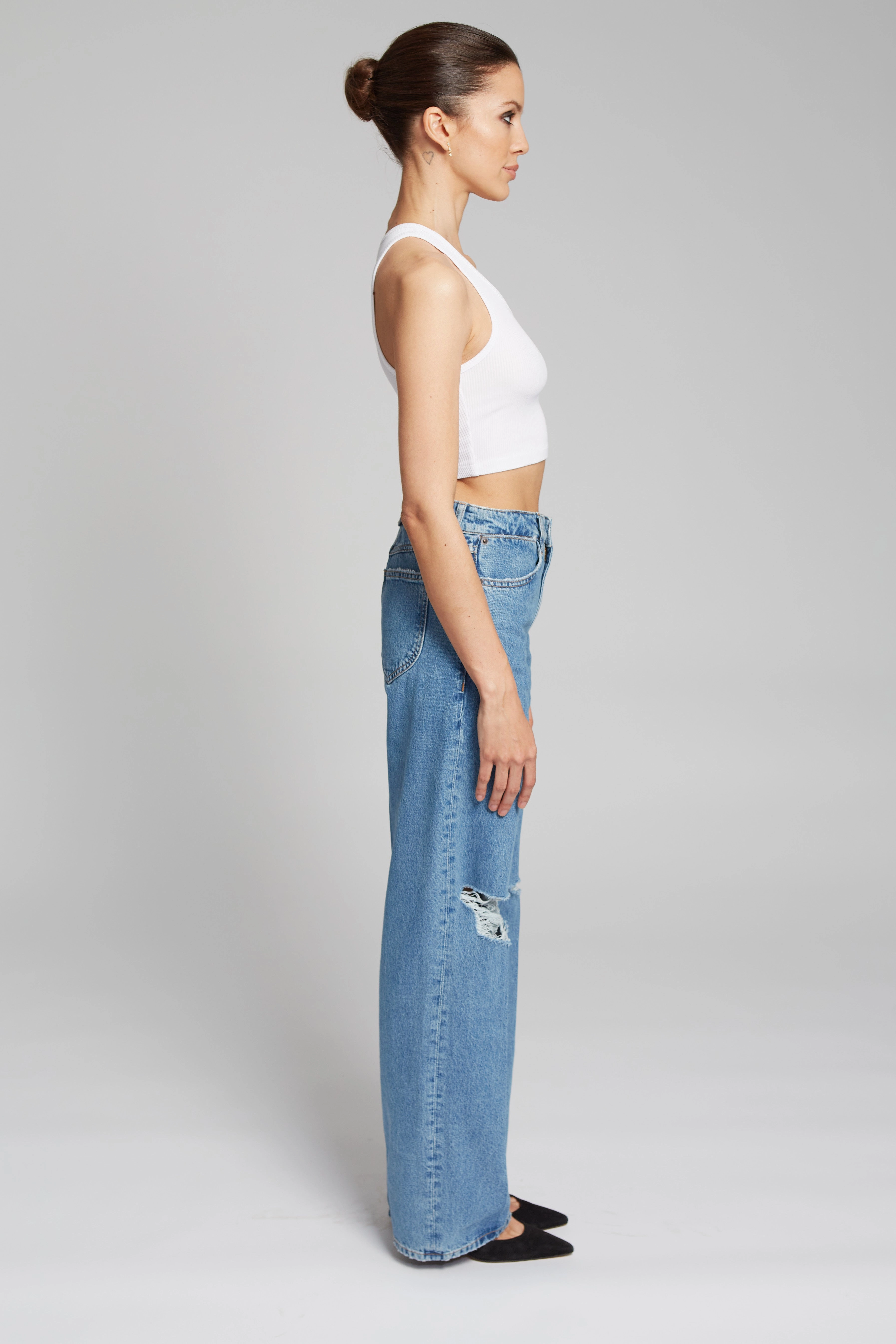 OrganicCottonBlend White Rib Cropped Tank