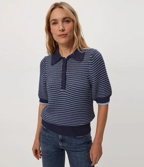 TearResistant Blends MidweightKnit MARLEY TAPE YARN COLLARED PULLOVER