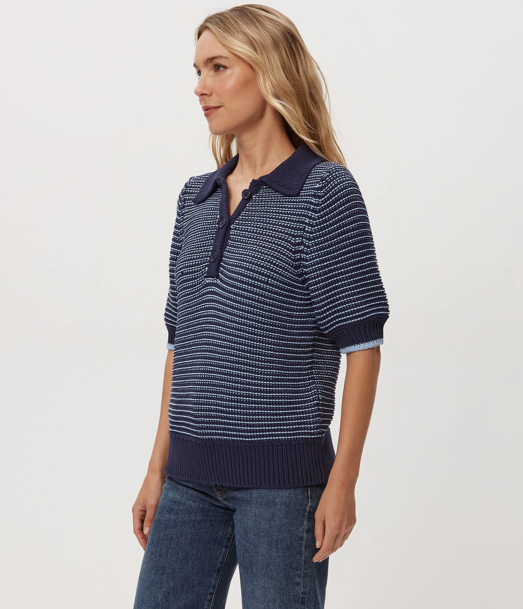 MARLEY TAPE YARN COLLARED PULLOVER EcoFriendlyTexture BrushedInnerLining