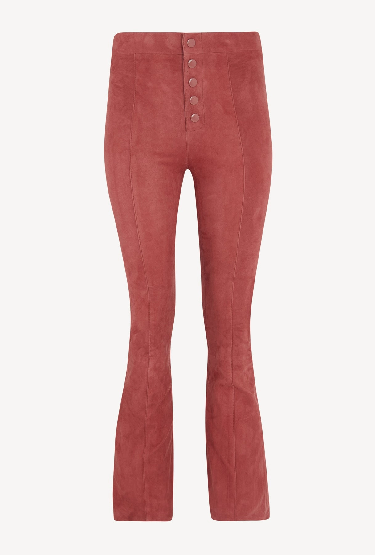 Sophisticated Look Breathable Layer Fit Mauve Suede Front Snap Ankle Flare Leggings