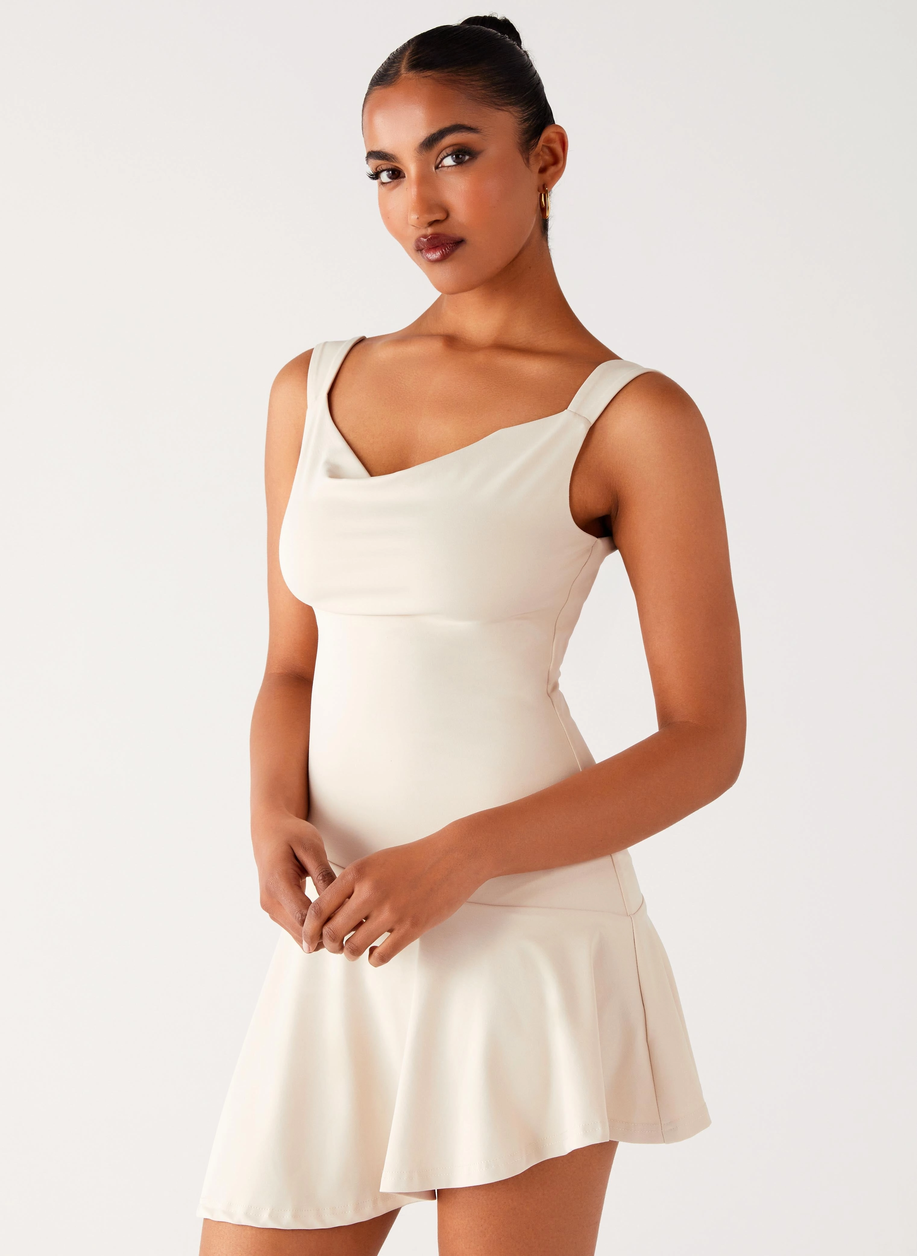 Basic Mood Holiday-Party Dune Whisper Mini Dress - Ivory