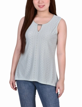 Sleeveless Knit Eyelet Top With Hardware Reflective Trim Details CarbonNeutral Production