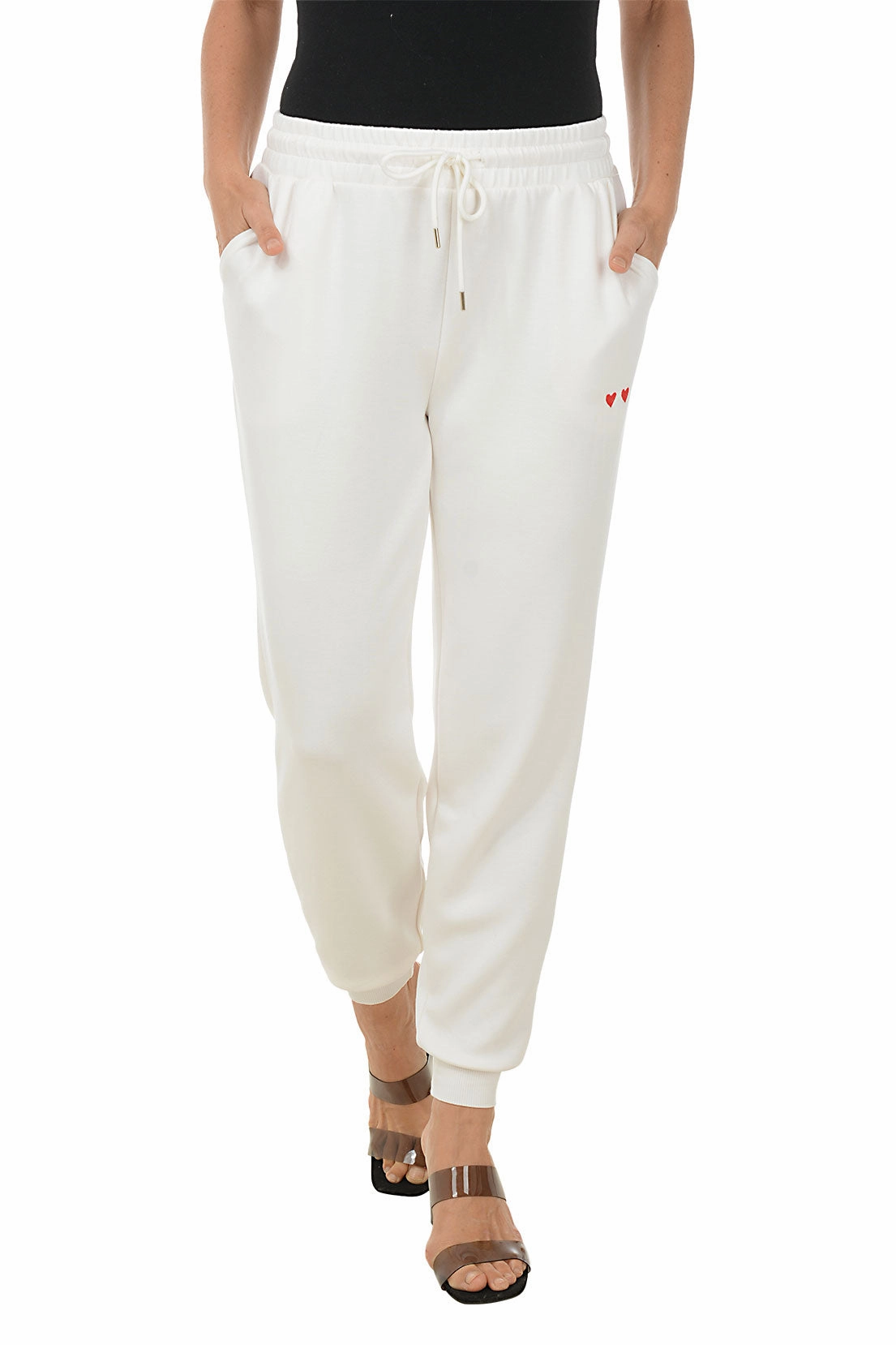 Comfortable Fit Look Heart Embroidered Jogger Pant