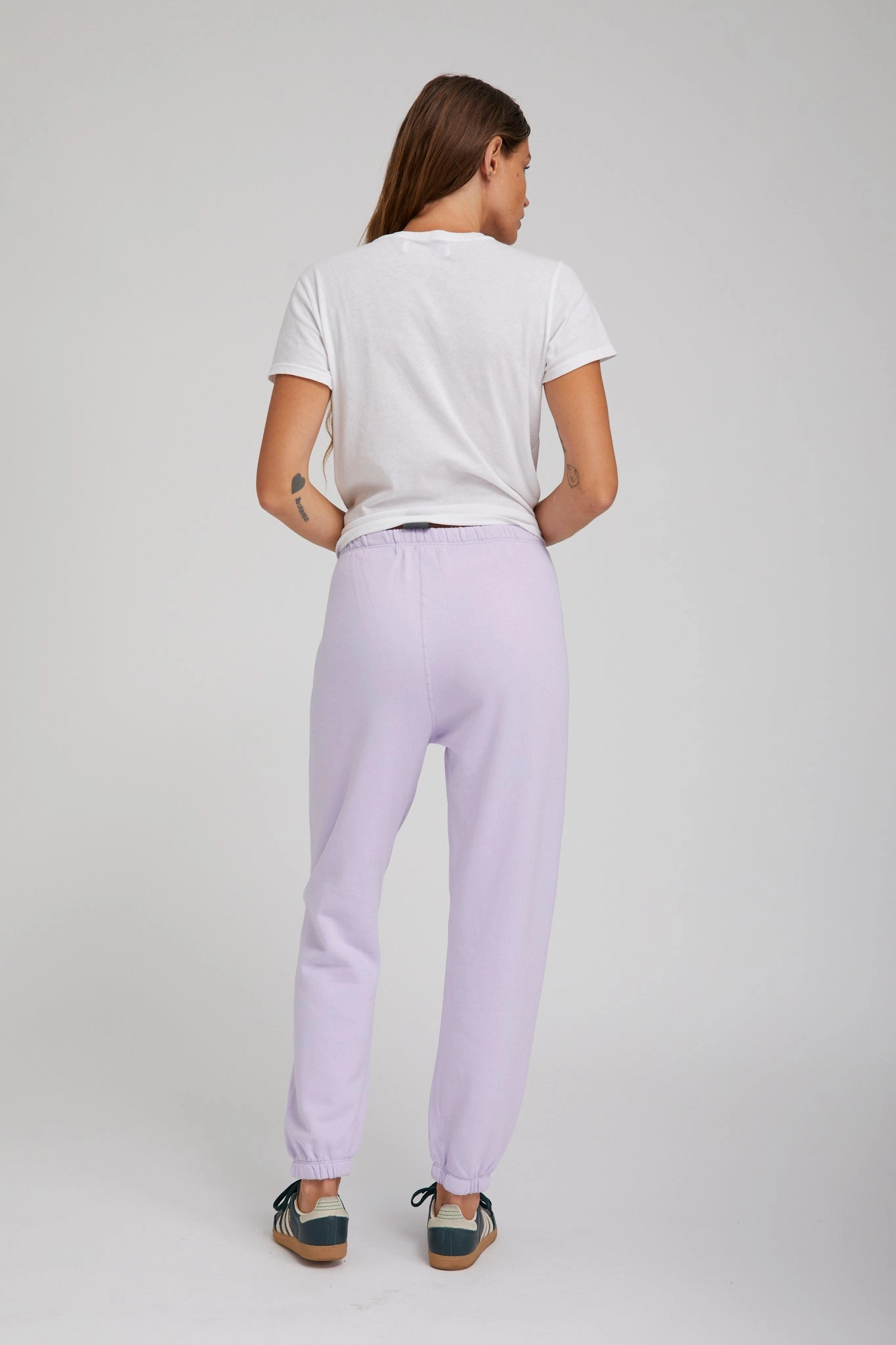 WeightedHem ComfortStretchFit Lavender Tri-Blend Embroidered Logo Sweatpants