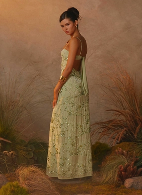 Celandine Beaded Maxi Dress - Lime Smooth Design