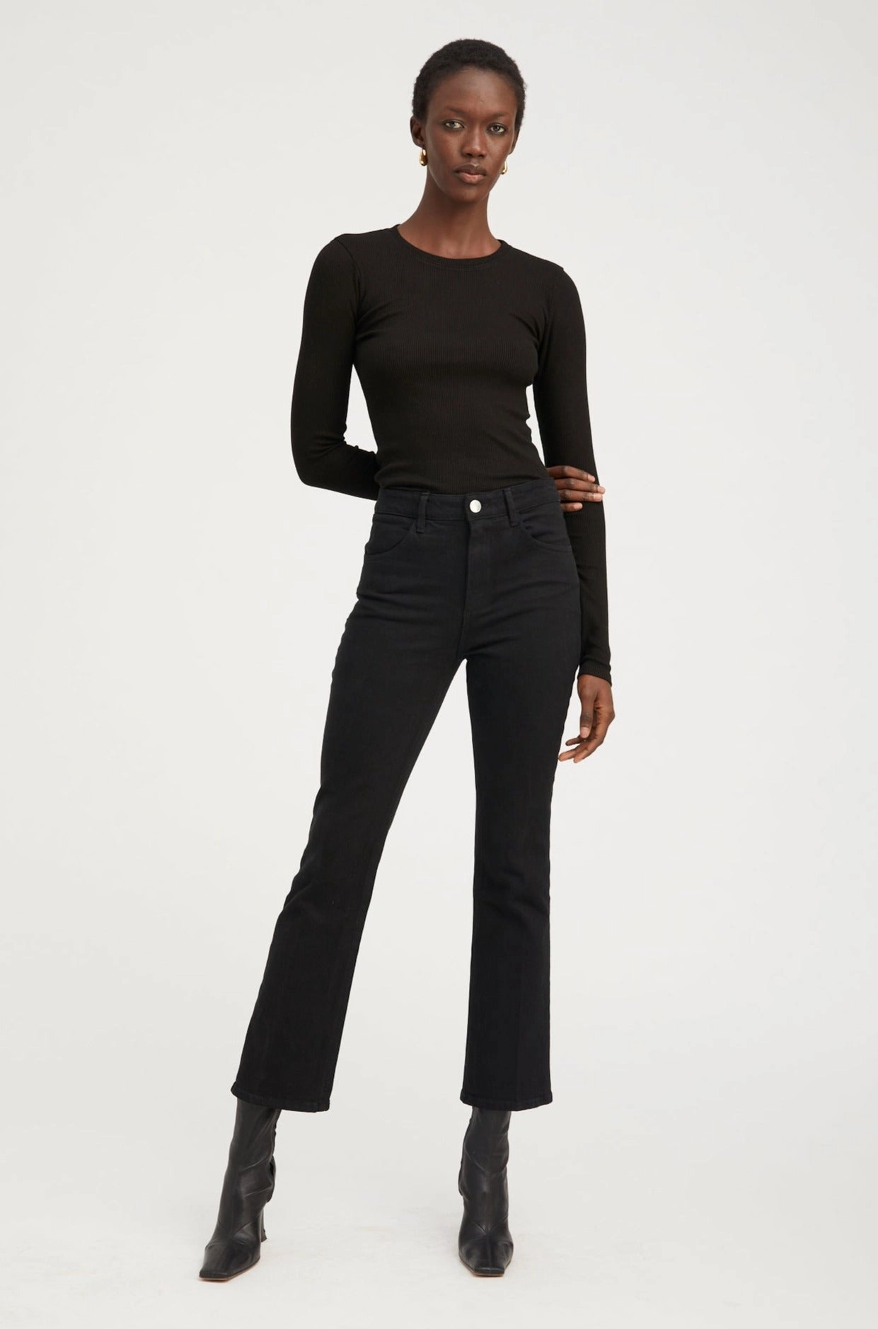 Ella Ankle Flare Denim Slim Shape Abrasion Resistant Surface
