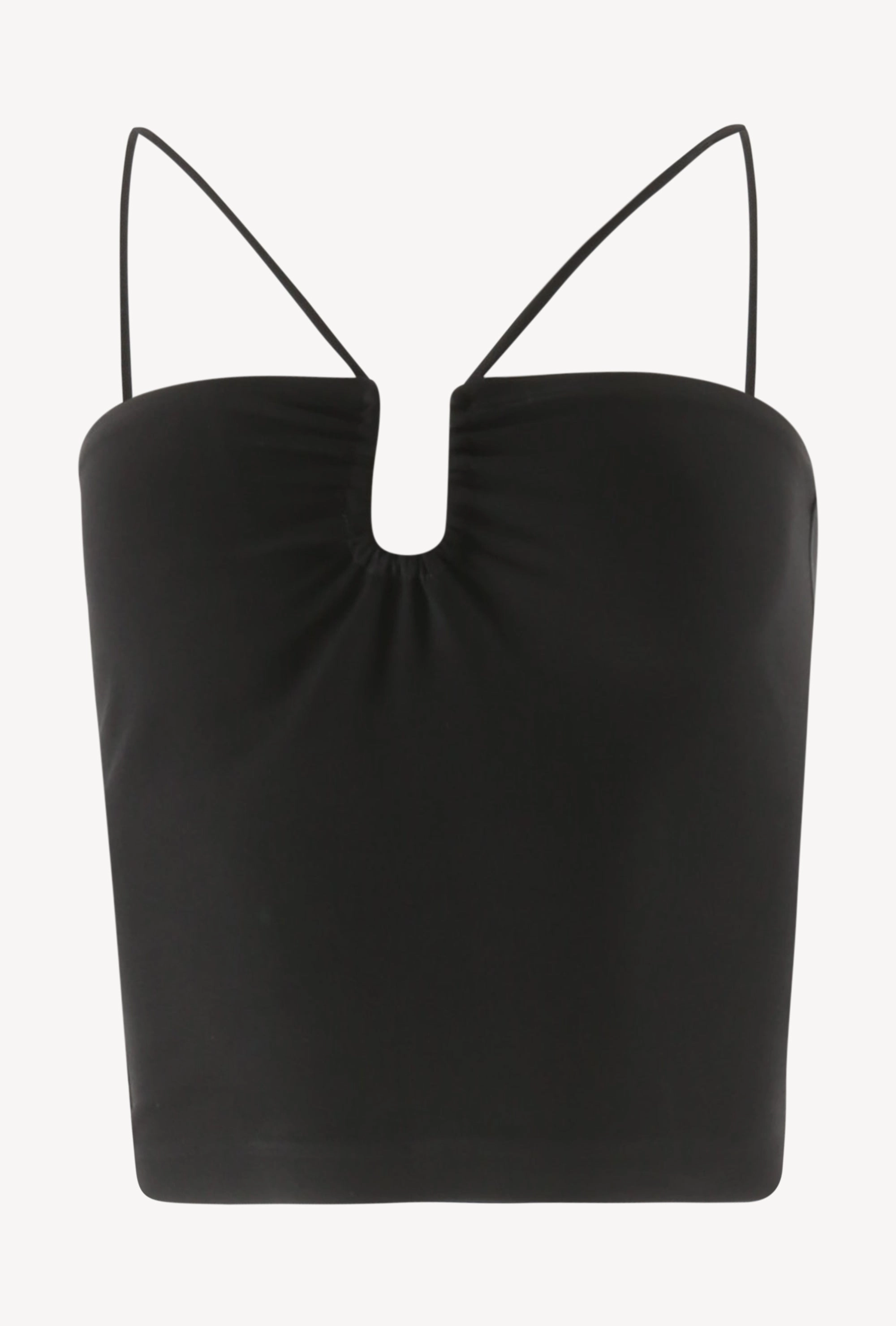 Black Crepe Shirred Top with Wire Shape Retention Fabric