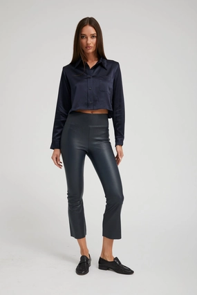 Flexible Fabric Stay Dry Midnight Leather Crop Flare