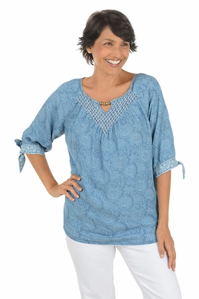 Non Restrictive Mobility Boho Chic Damask Lyocell Blouse