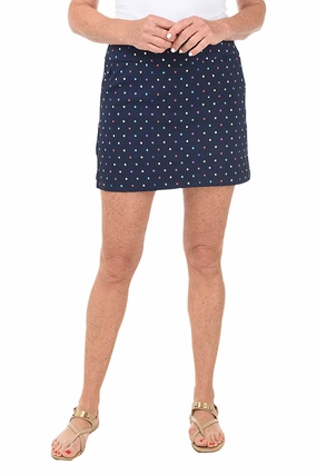 Navy Rainbow Dots Pull-On Skort muted colors