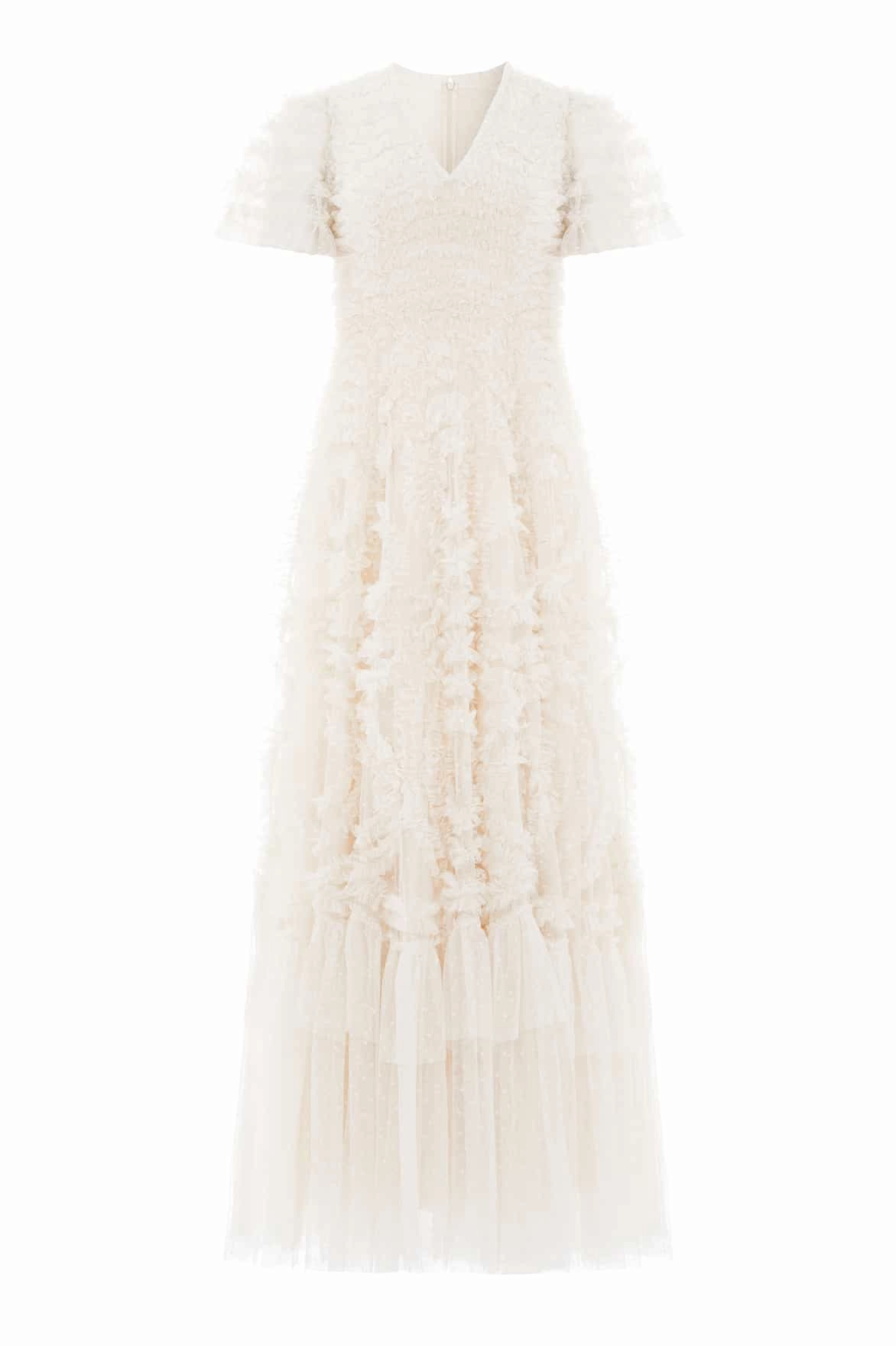 Sleek Cut Trendy Look Verity Ruffle V-Neck Gown