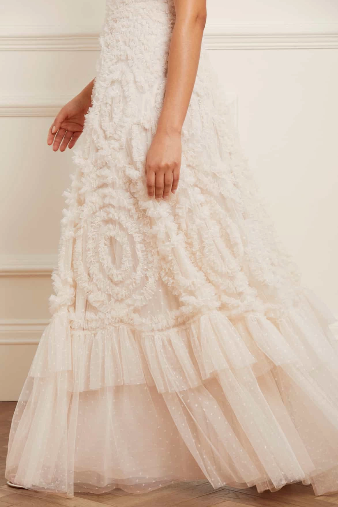 Verity Ruffle V-Neck Gown Shine Soft