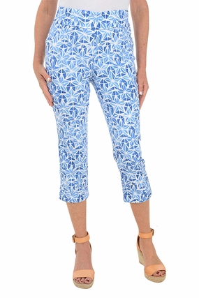 Star Print Pull-On Crop Pant Quick Motion Denim finish