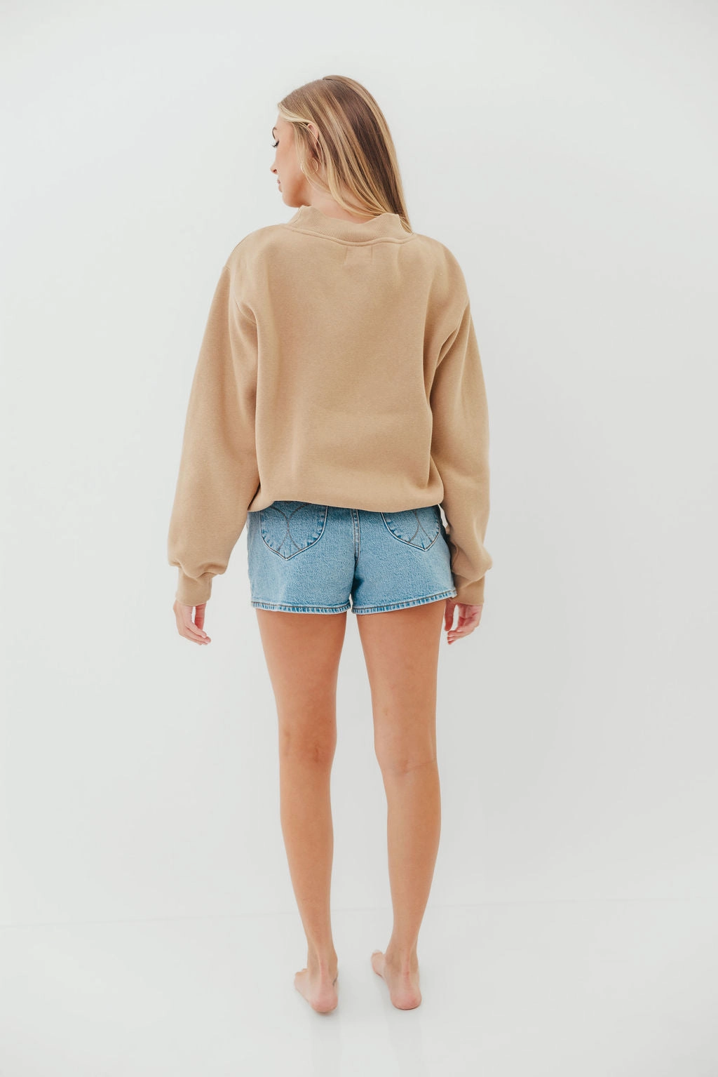 EcoFriendlyDye Scout Wide Neck Fleece Sweatshirt in Tan