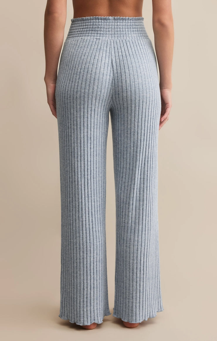 Dawn Smocked Rib Pant in Light Denim Durable Hem FlexibleKneePanels