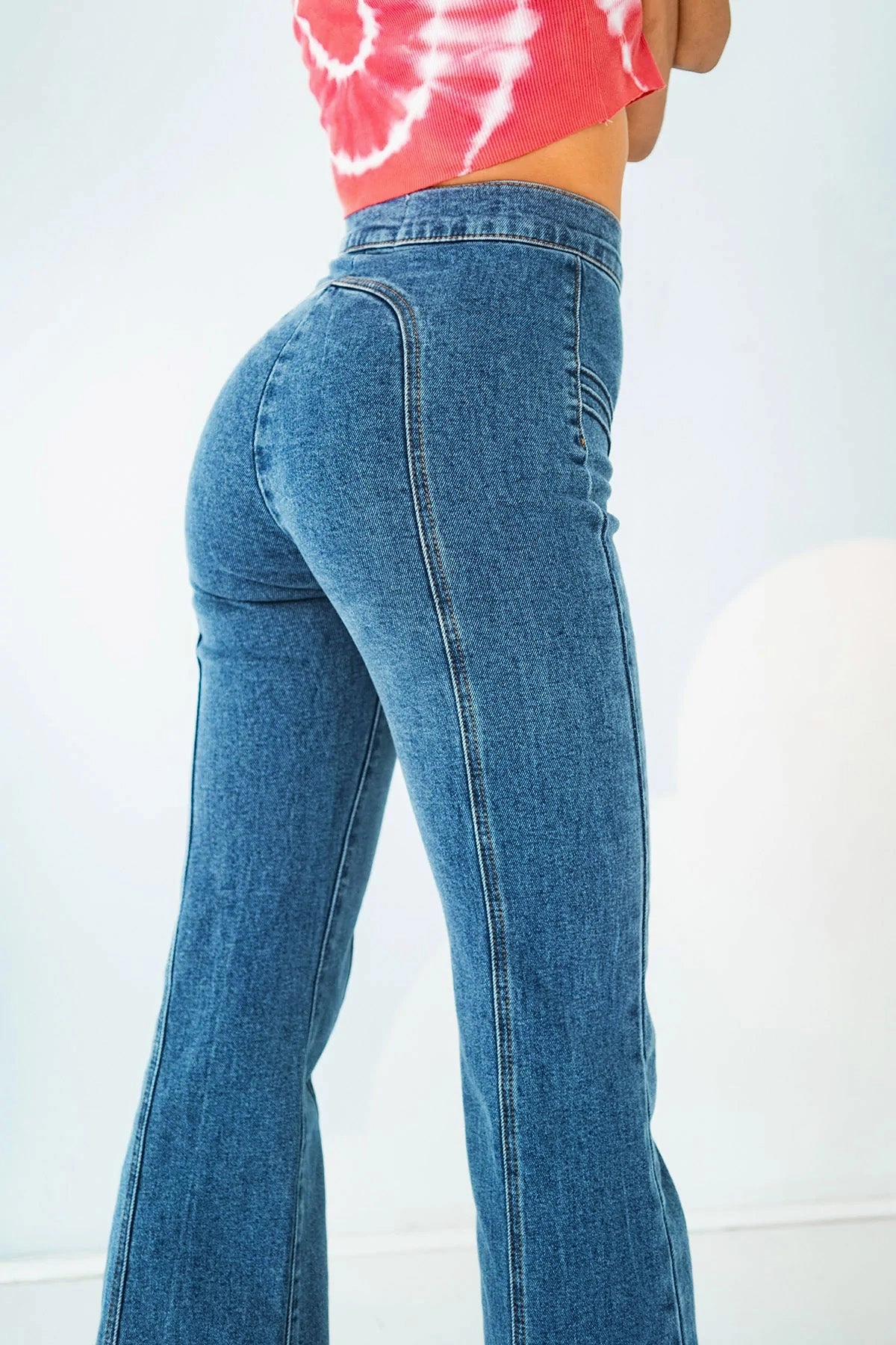 Rollergirl Flares / Blue Clue Wash Secure Waistband Casual Edge