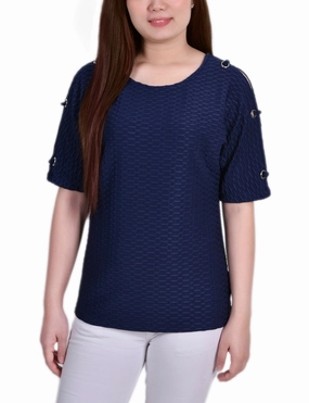 AntiStaticFinish NonScratchyLining Short Sleeve Honeycomb Textured Grommet Top