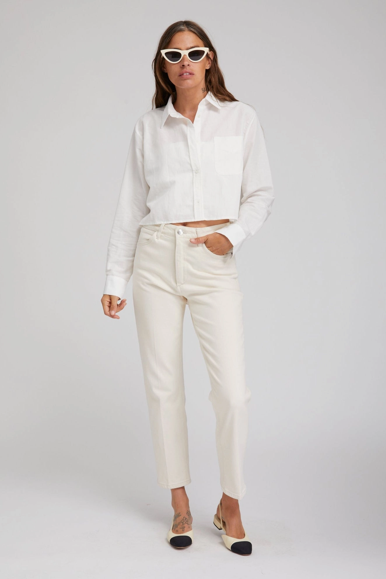 EcoFriendly Dye Process Earhart Cropped Straight Leg Denim