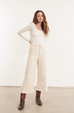 Unstructured Silhouette Lightweight Material Earhart Culotte Denim
