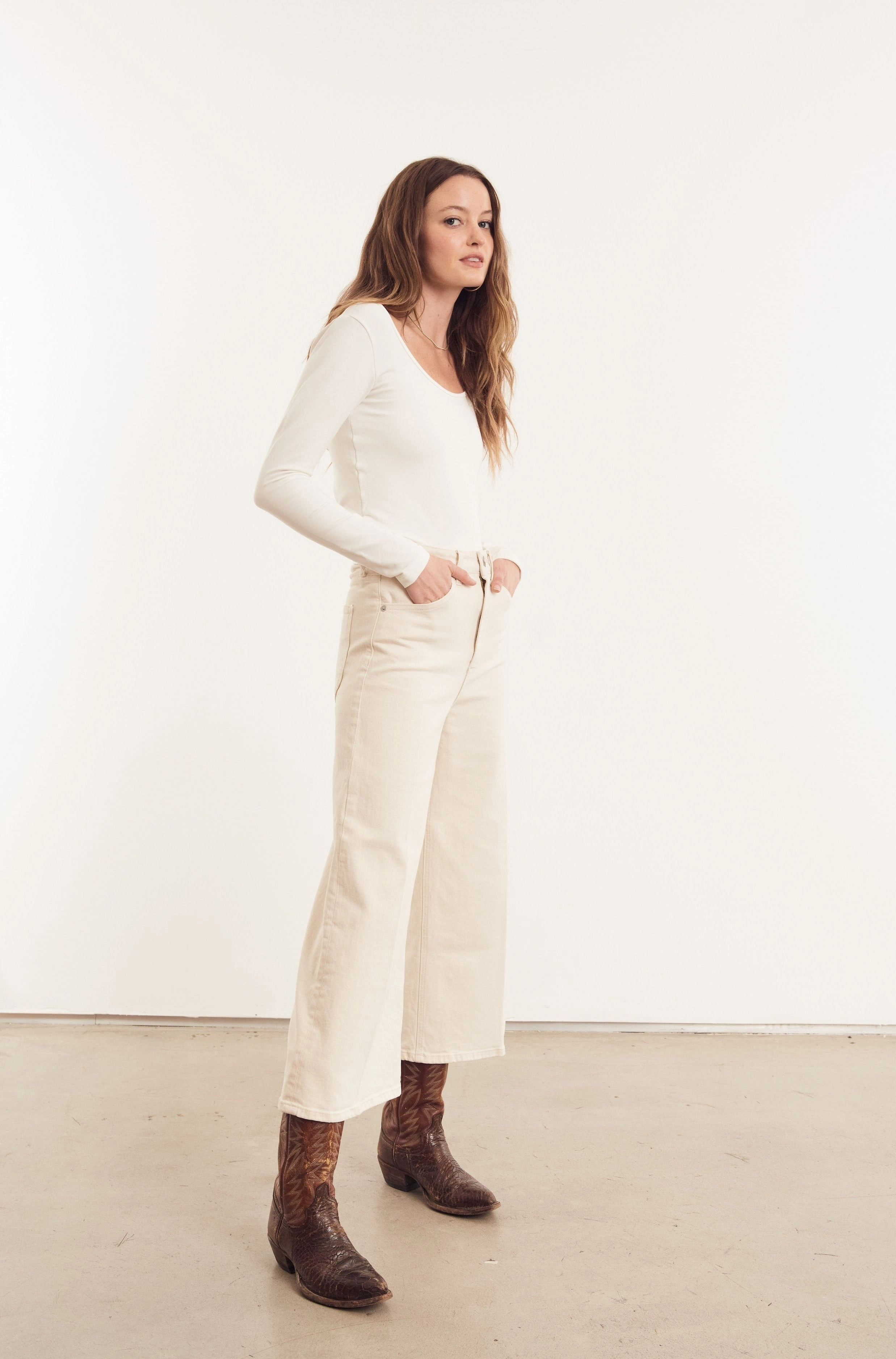 Earhart Culotte Denim Sheer Overlay Material Anti Pilling Treatment