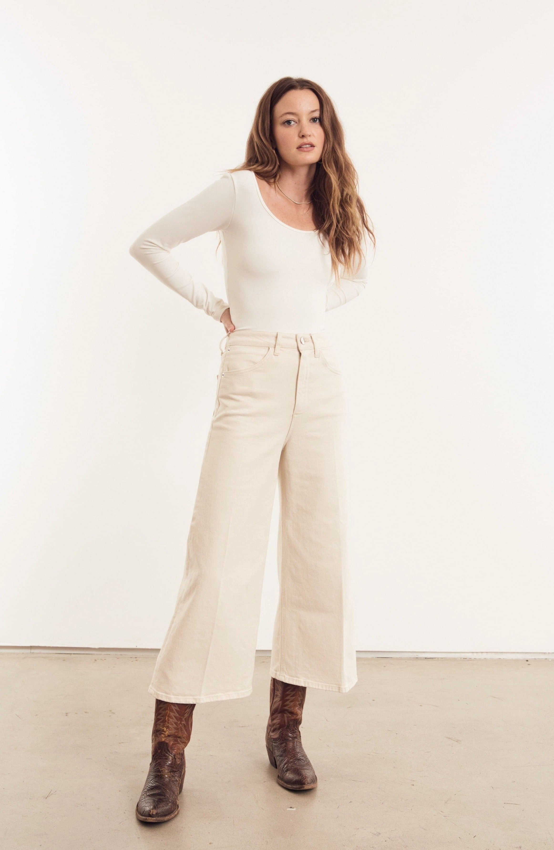 Unstructured Silhouette Lightweight Material Earhart Culotte Denim