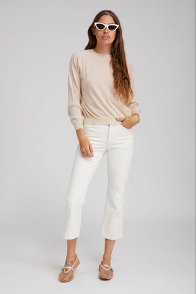 AdjustableHemCuffs Fitted Design Earhart Off White Crop Denim