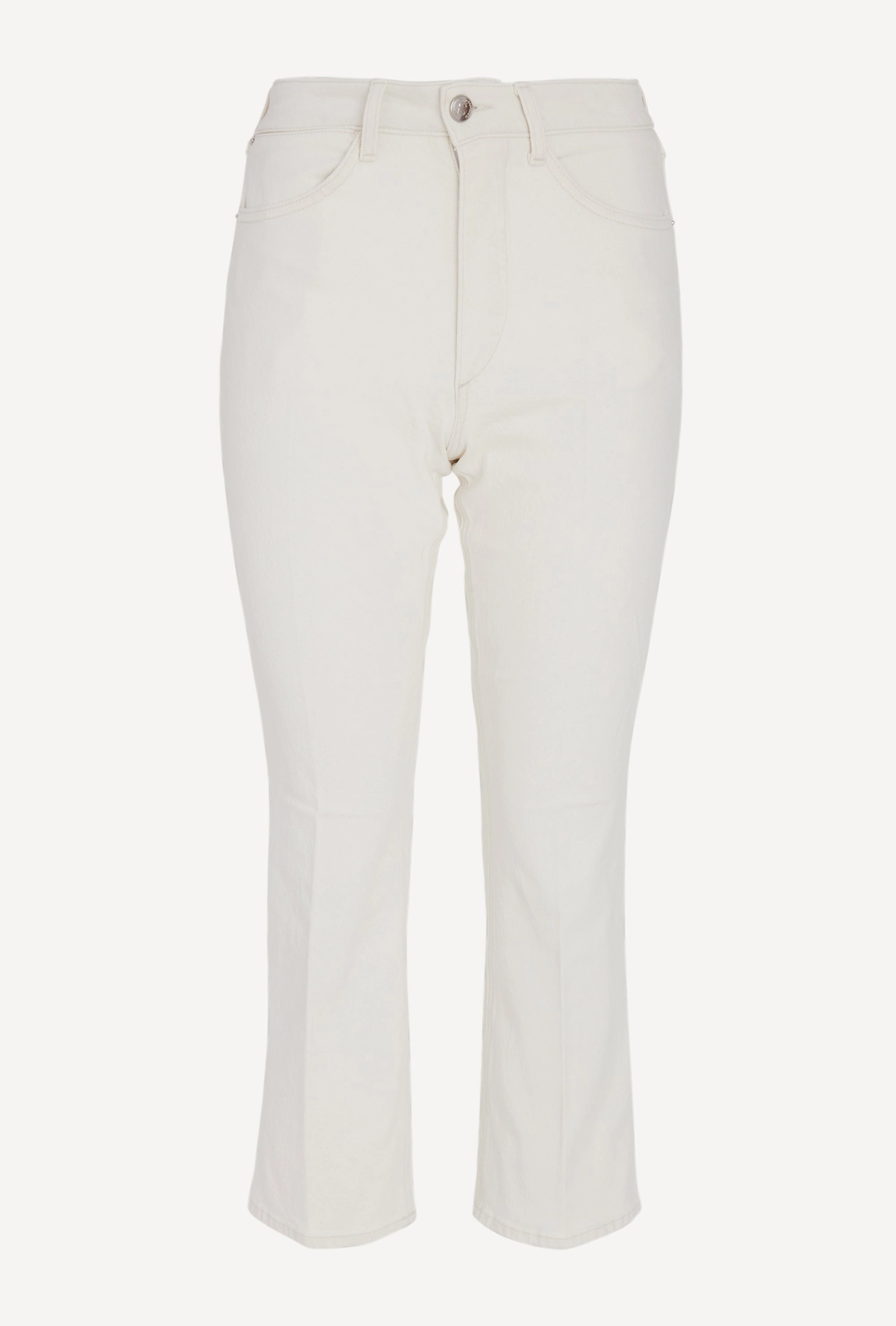 Garment Washed Earhart Off White Crop Denim