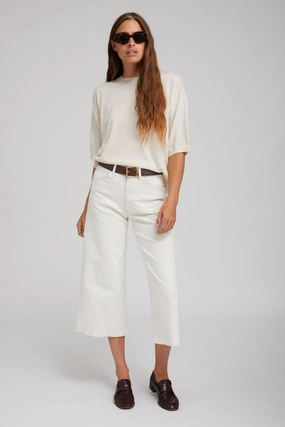 Earhart White Denim Culotte Pants BoxyCrop