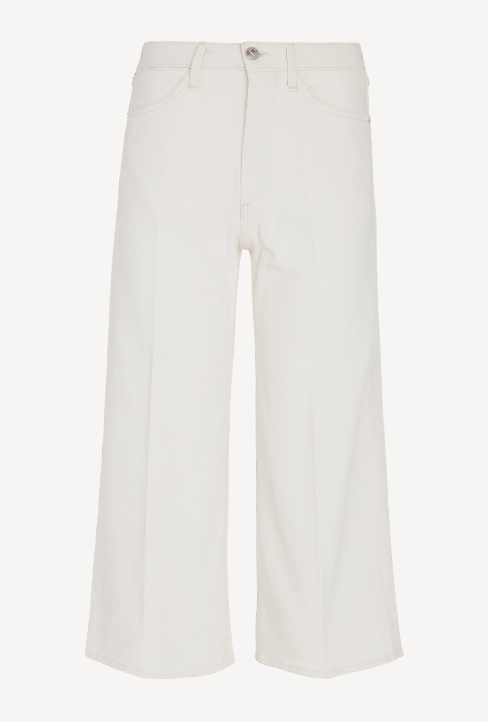 Earhart White Denim Culotte Pants All Over Print Technique