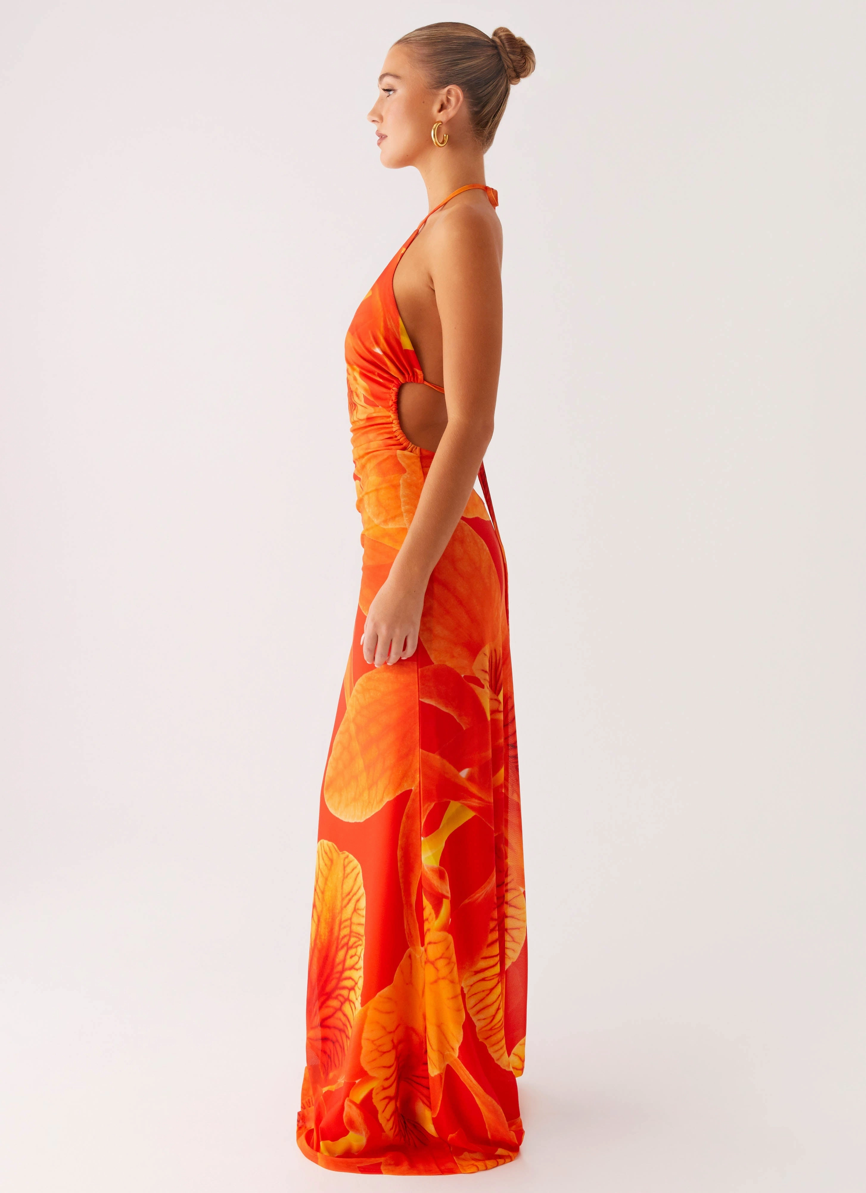 Shade Glow Palawan Mesh Maxi Dress - Orange Floral