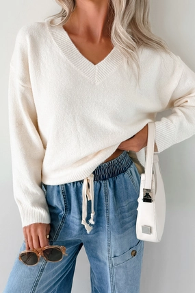 NonRestrictive Easiest Choices Papermoon V-Neck Sweater (Cream)