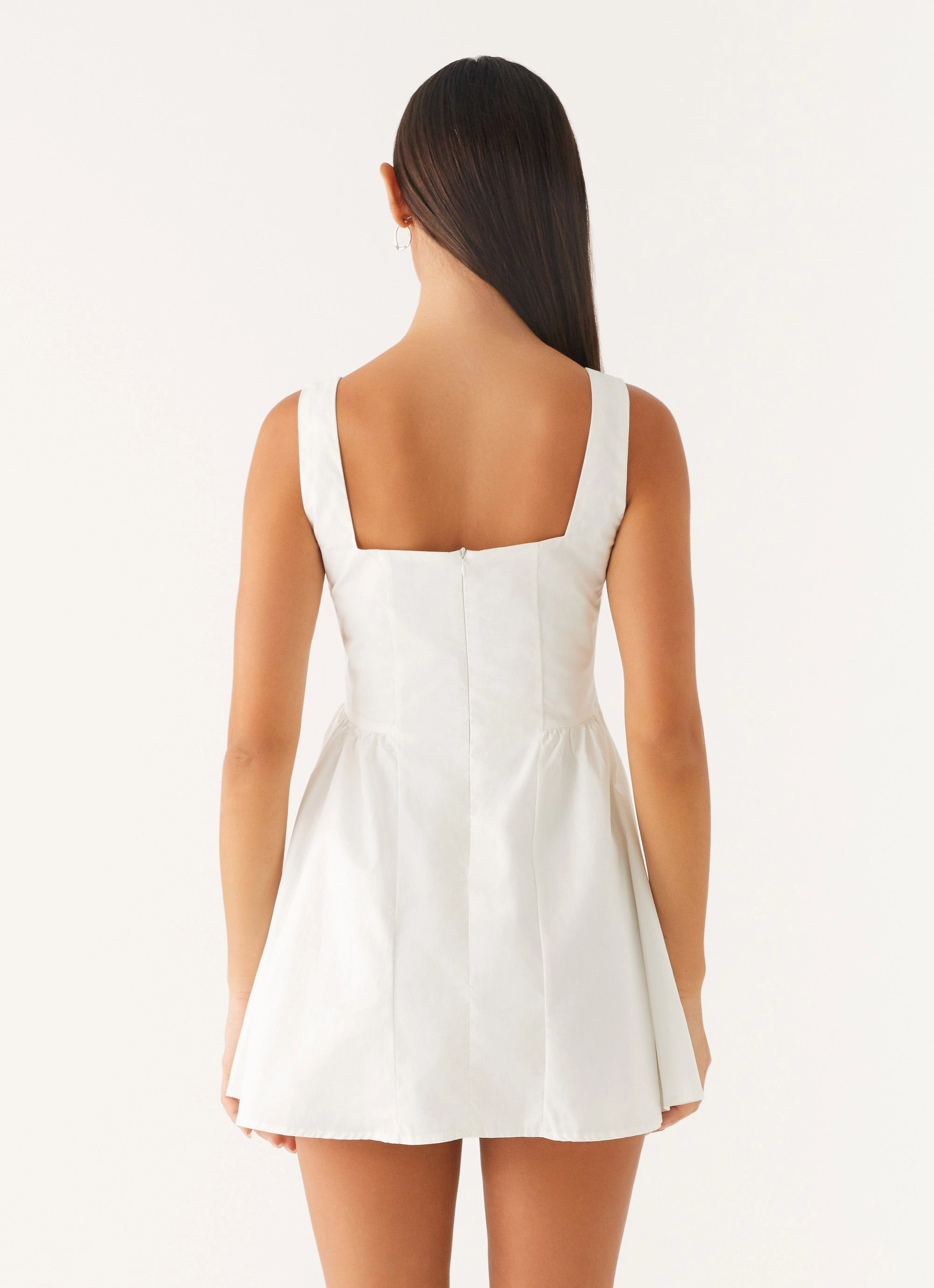Unconditional Mini Dress - White Sharp Profile Drawstring-Closure