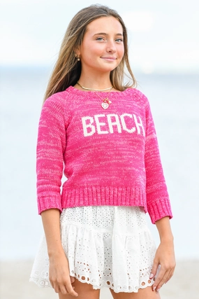 Fitted Tank Stylish Jacket Girl's Beach Sweater / Pink White