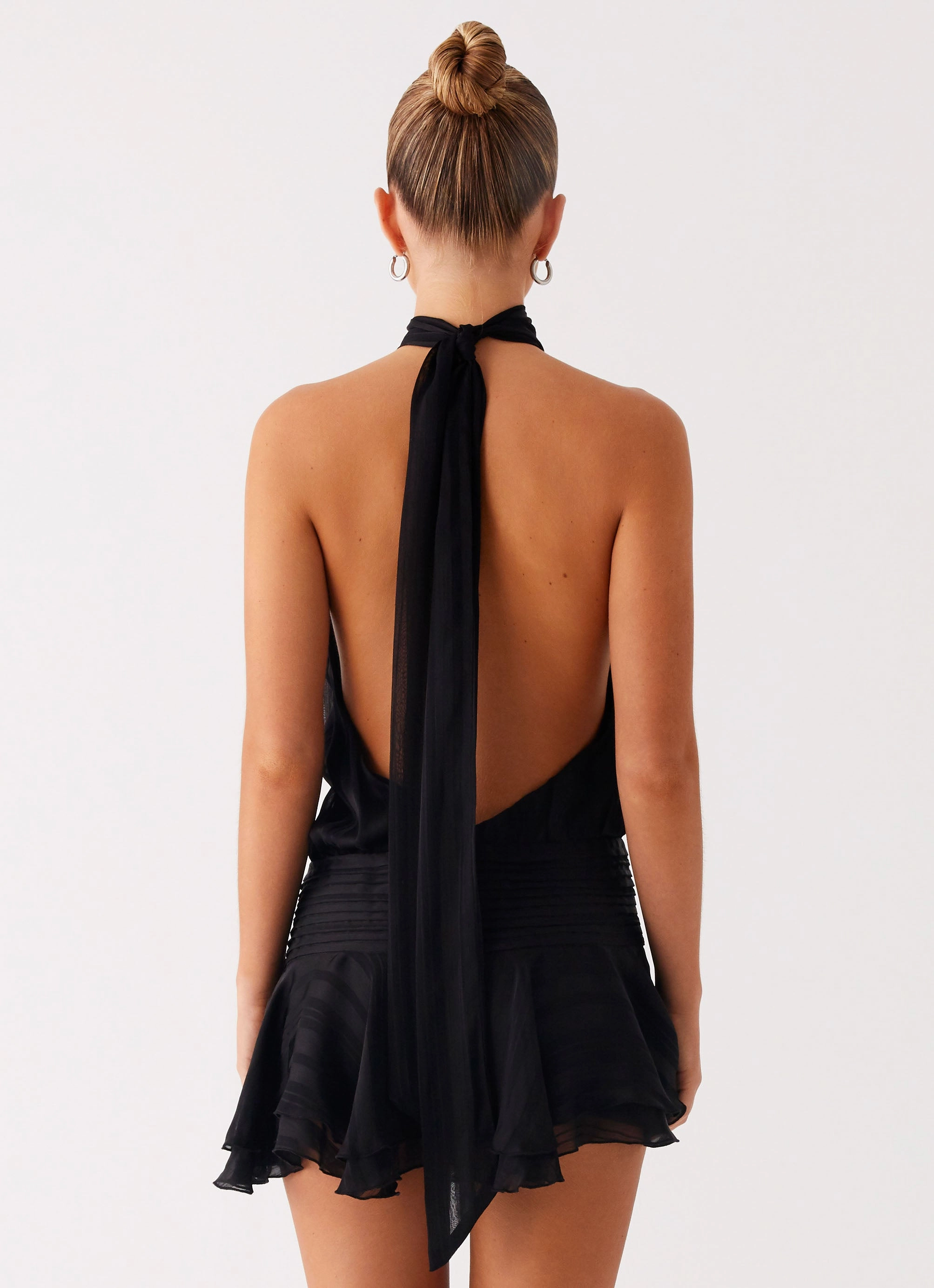 Willow Chiffon Mini Dress - Black Practical-Style