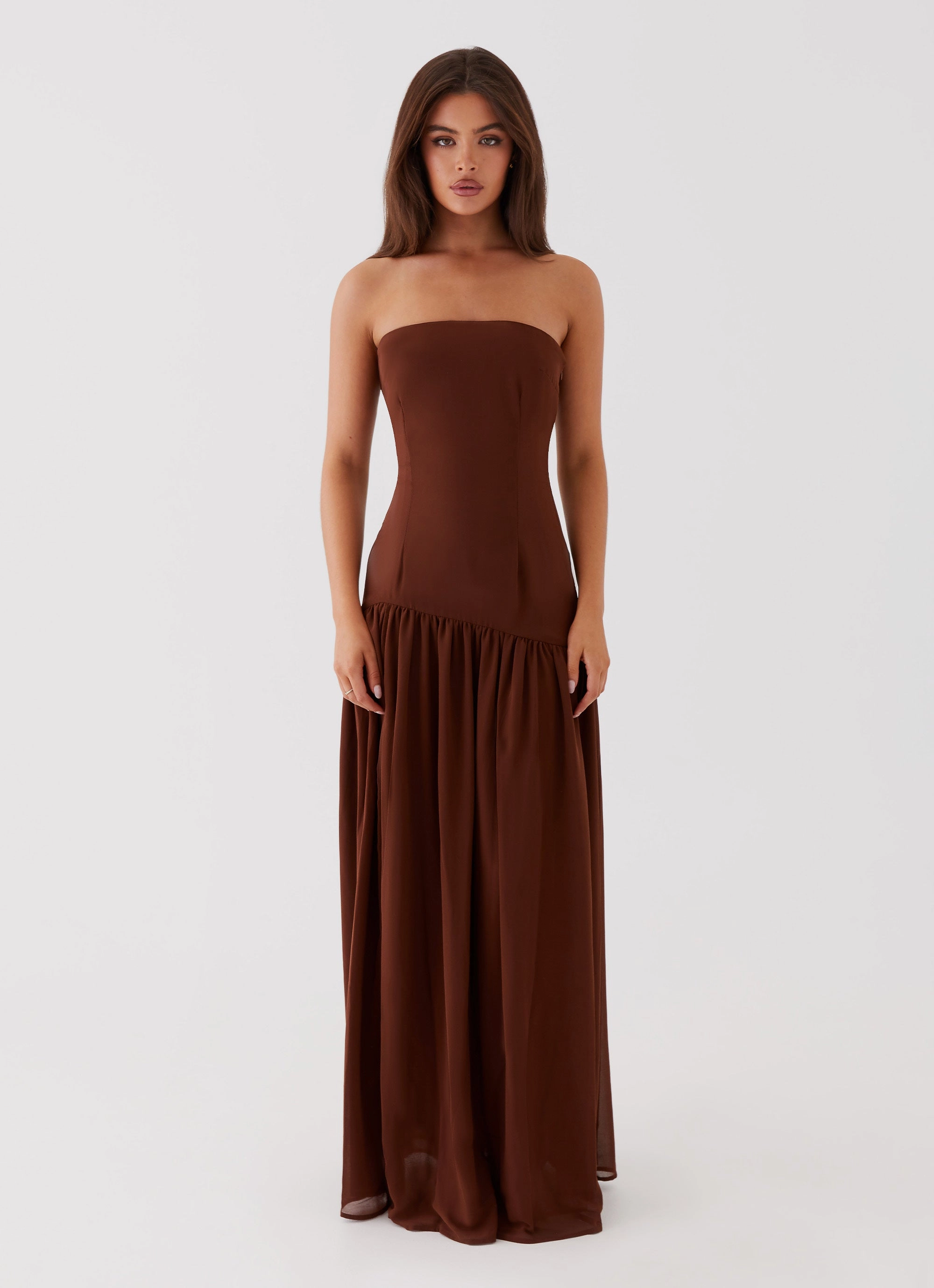 Eden Strapless Maxi Dress - Brown foldable Baby-Shower