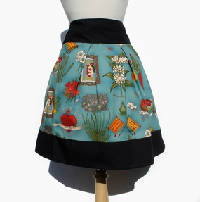 Chic Fit Stylish Finish Viva Frida Blue Skirt #S-RS738