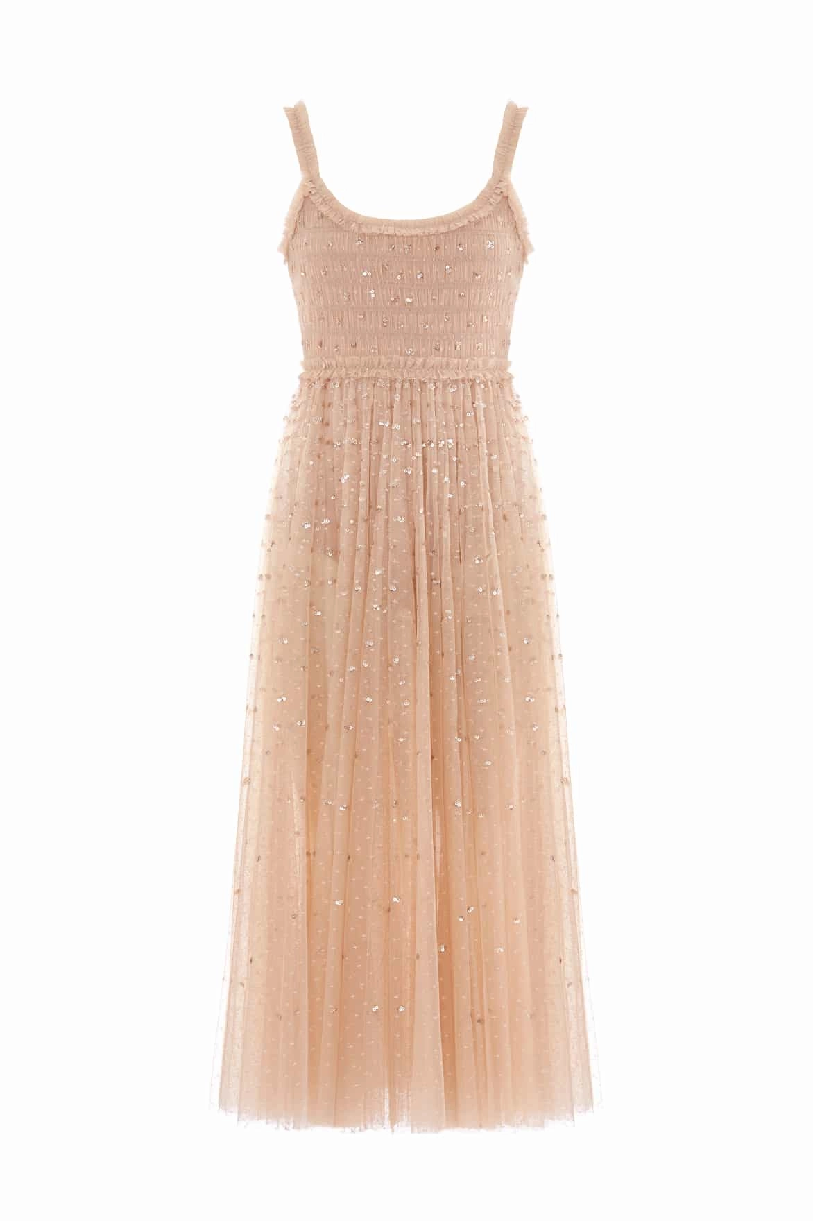 Shine Moment Elegant formal piece Sequin Giselle Smocked Cami Ankle Gown