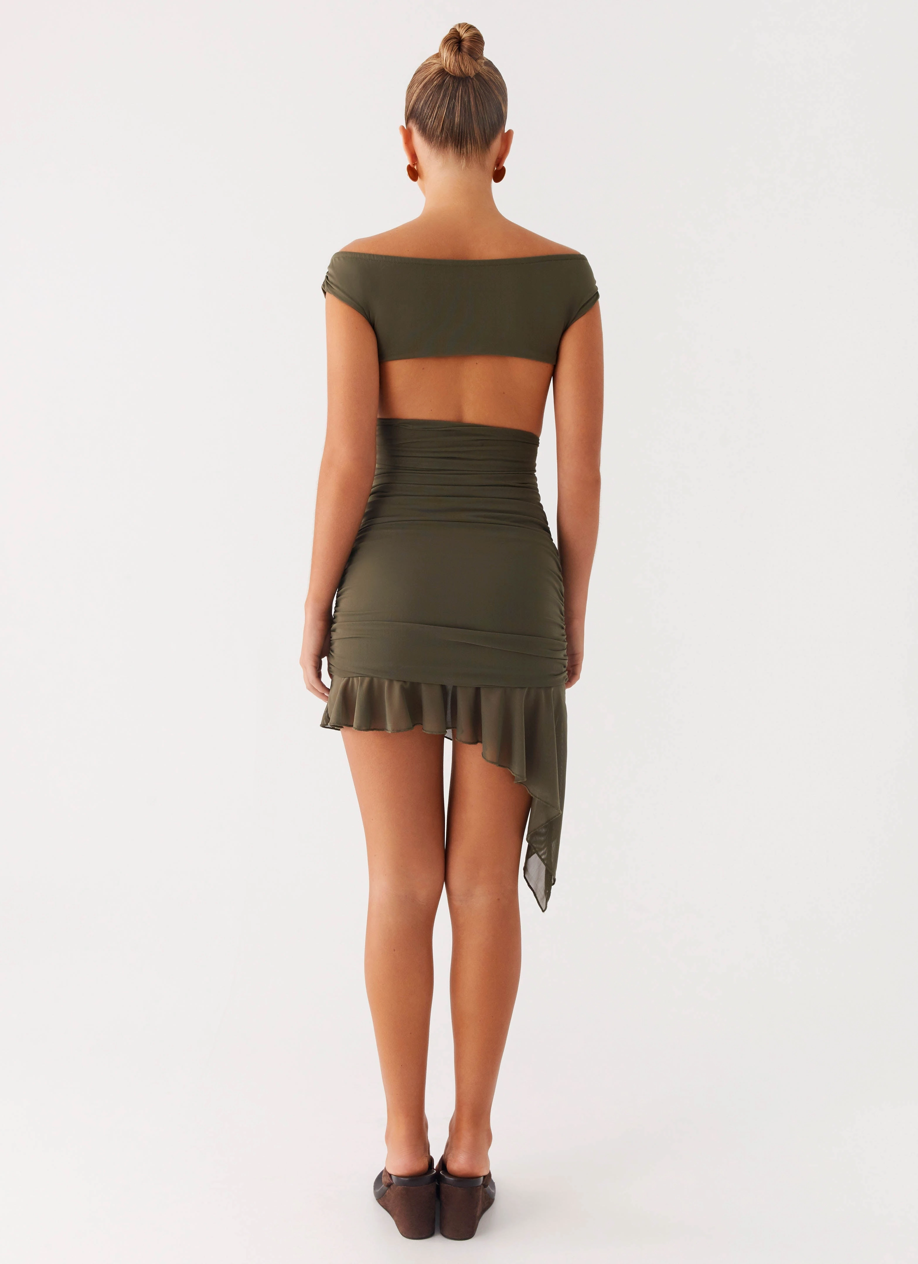 Delicate Edge Ivy Whisper Mini Dress - Khaki