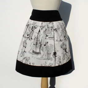 Wearable Art Black and White Catrina Skulls Day of the Dead Skirt #S-RS720