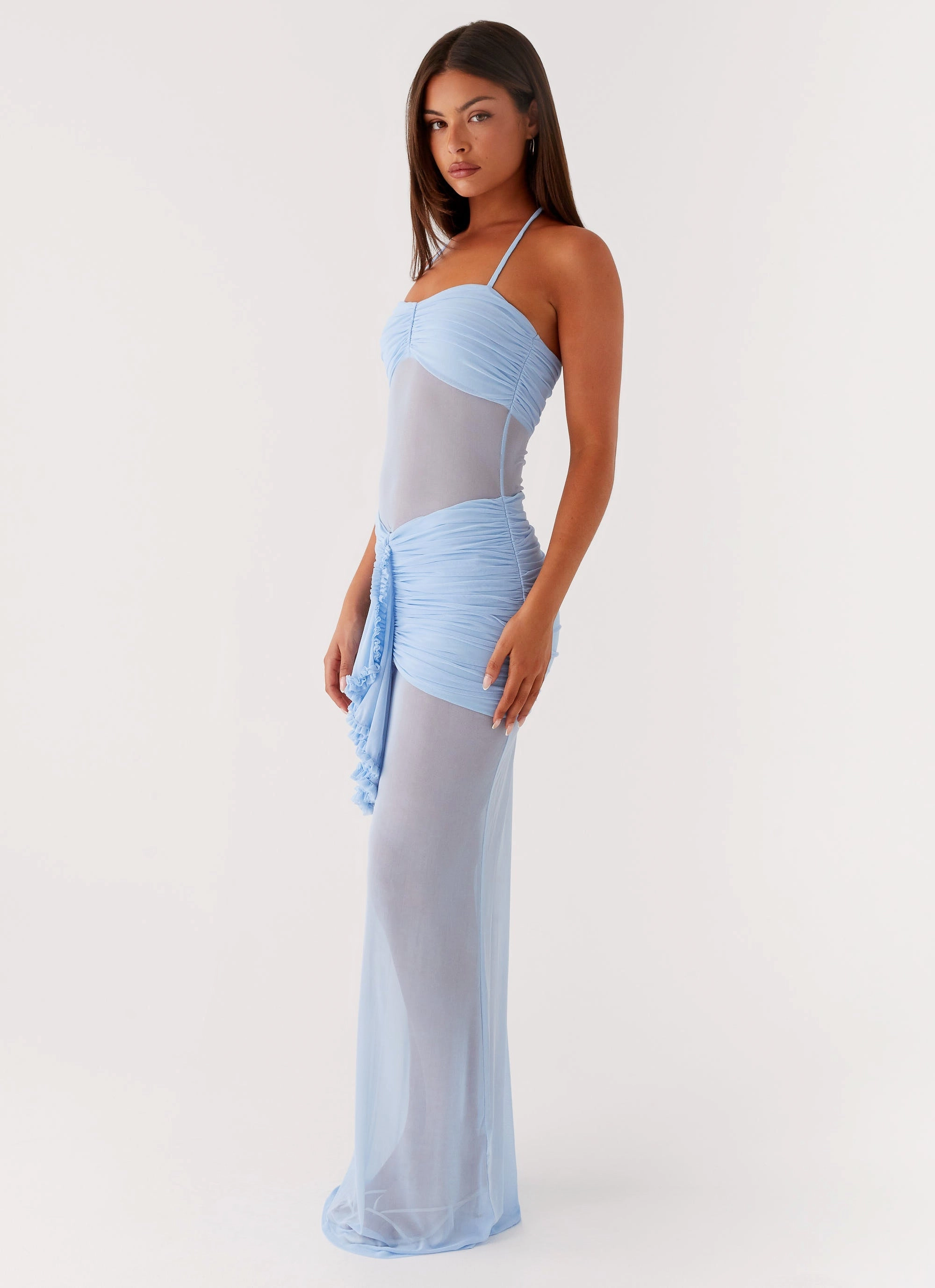 Lily Halter Maxi Dress - Blue Stylish Cut