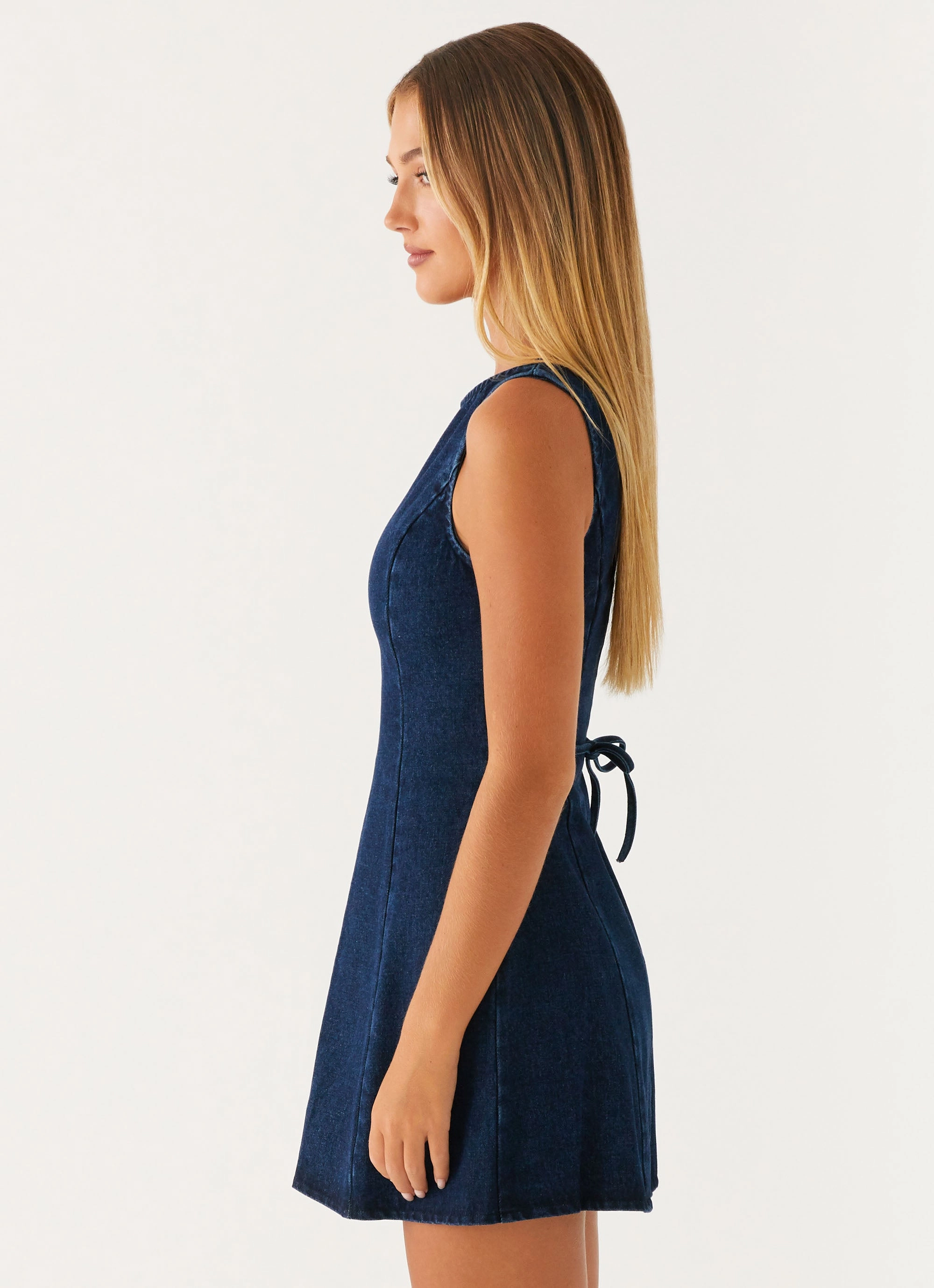 Elegant Flow Rochelle Denim Mini Dress - Blue