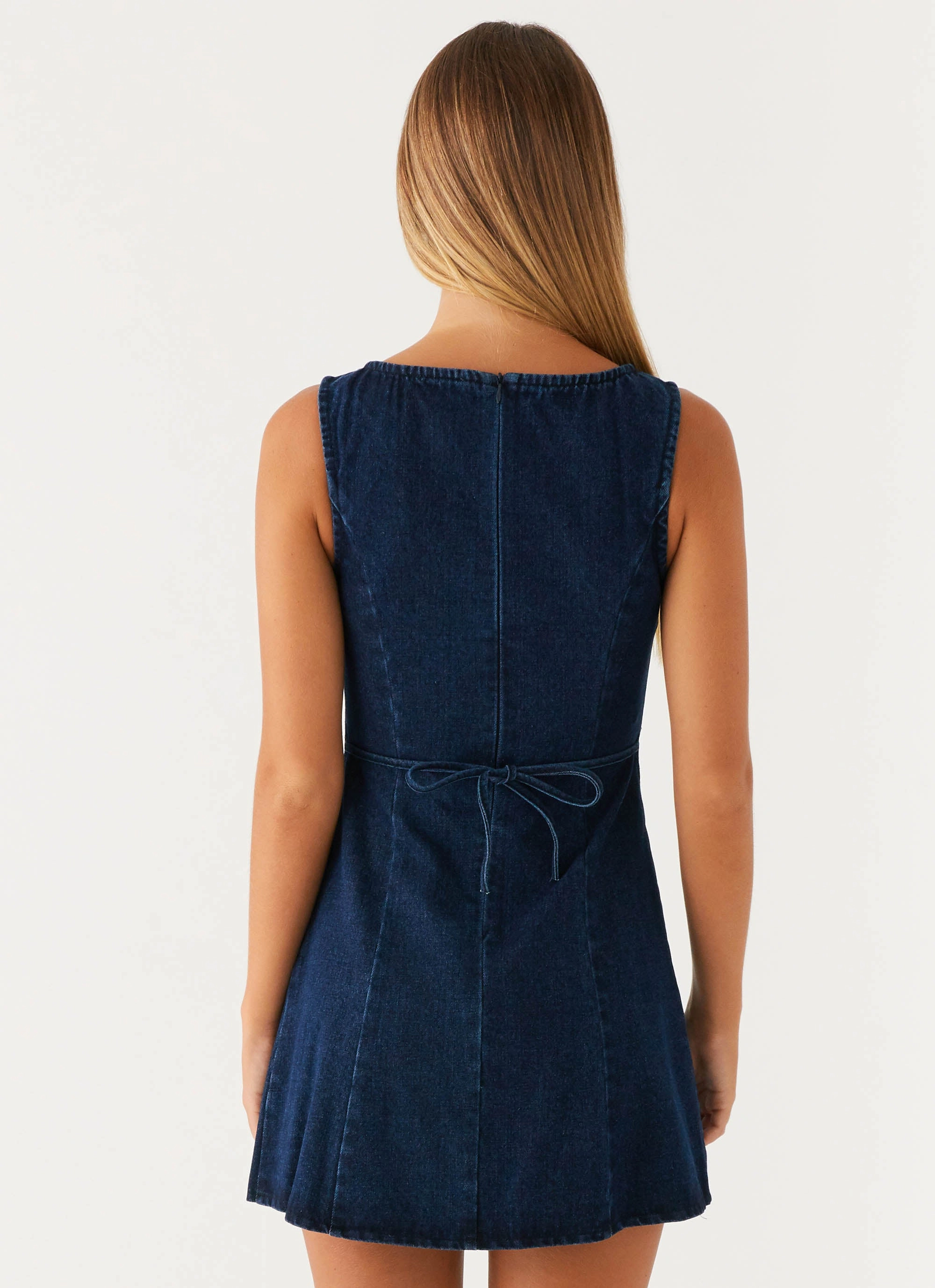 Travel Vibe Rochelle Denim Mini Dress - Blue