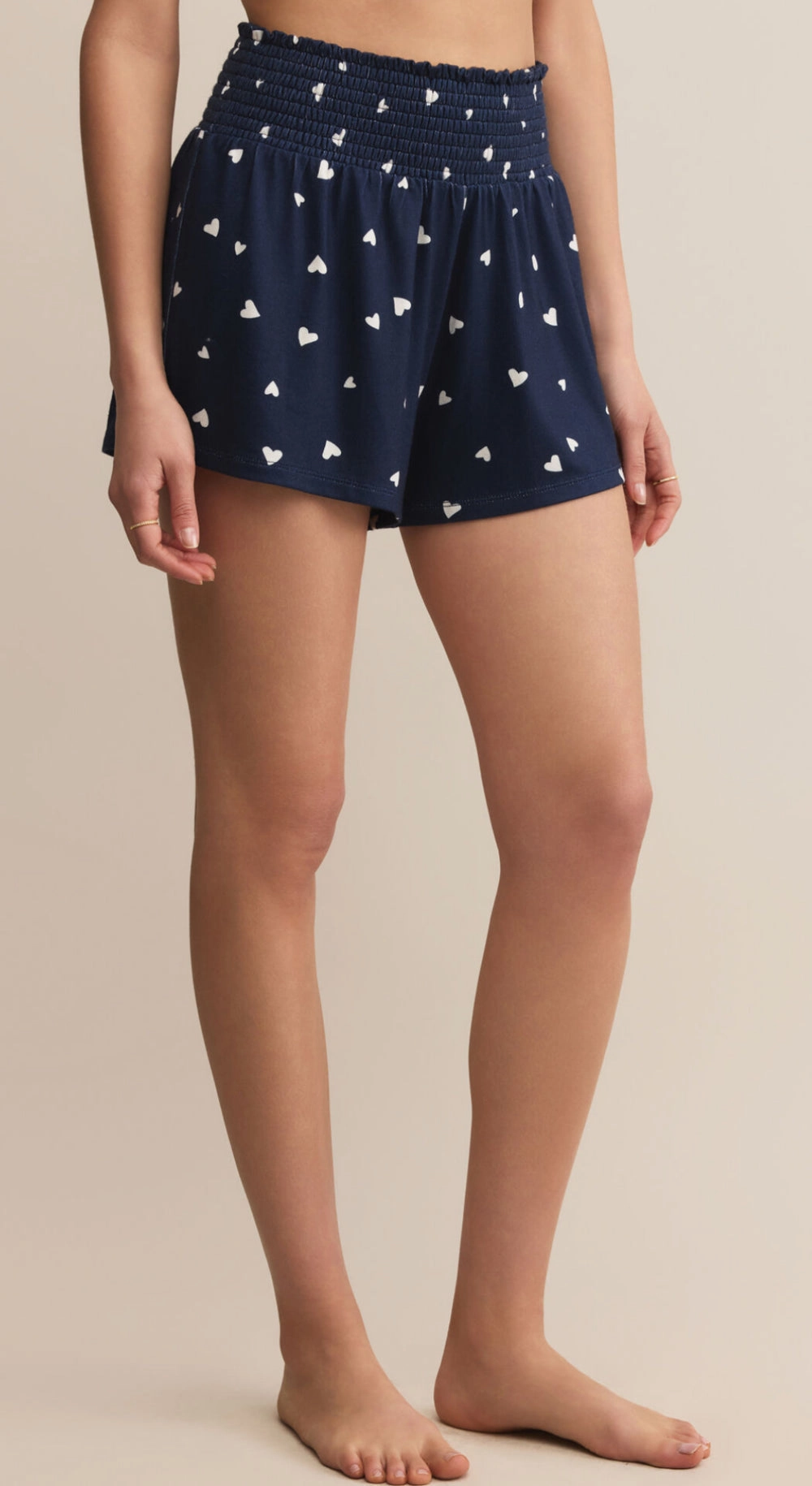 Comfortable Look Wear High Rise Design Dawn Heart Shorts in Eclipse
